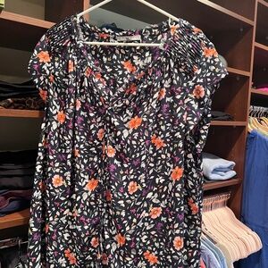 Daniel Rainn Floral Blouse Blue 2X Plus Size